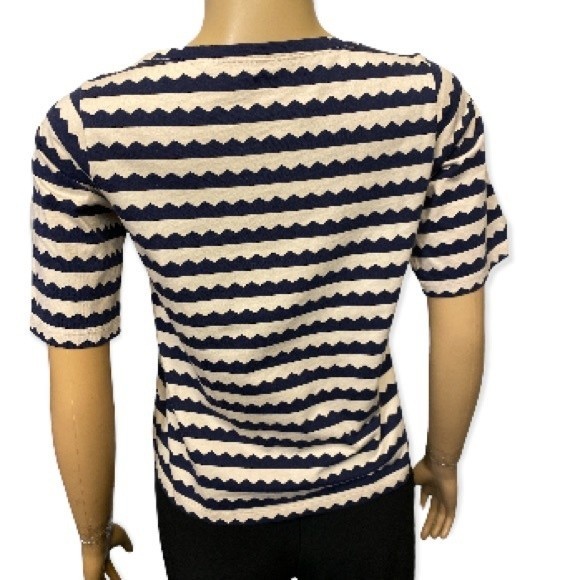 UT Uniqlo Top Short Sleeve scandinavian pattern Blue cream size XS - Picture 3 of 10